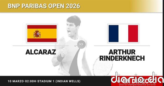 Carlos Alcaraz - Arthur Rinderknech, en directo hoy: sigue el partido de BNP Paribas Open