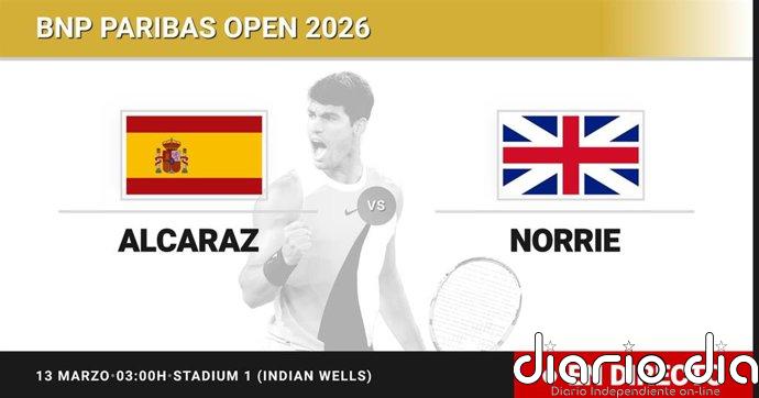 Carlos Alcaraz - Cameron Norrie, en directo hoy: sigue el partido de BNP Paribas Open