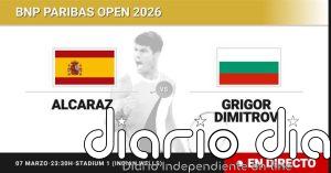 Carlos Alcaraz - Grigor Dimitrov, en directo hoy: sigue el partido de BNP Paribas Open