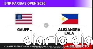 Coco Gauff - Alexandra Eala, en directo hoy: sigue el partido de BNP Paribas Open