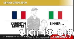 Corentin Moutet - Jannik Sinner, en directo hoy: sigue el partido de Miami Open