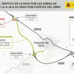 Cortan desde este lunes el ramal de la entrada oeste a Fuentes de Ebro por las obras de la A-68