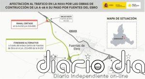 Cortan desde este lunes el ramal de la entrada oeste a Fuentes de Ebro por las obras de la A-68