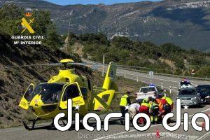Cuatro ciclistas heridos de gravedad al sufrir una caída en la carretera A-1210 cerca de Torres de Barbués (Huesca)