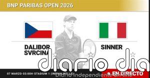 Dalibor Svrcina - Jannik Sinner, en directo hoy: sigue el partido de BNP Paribas Open
