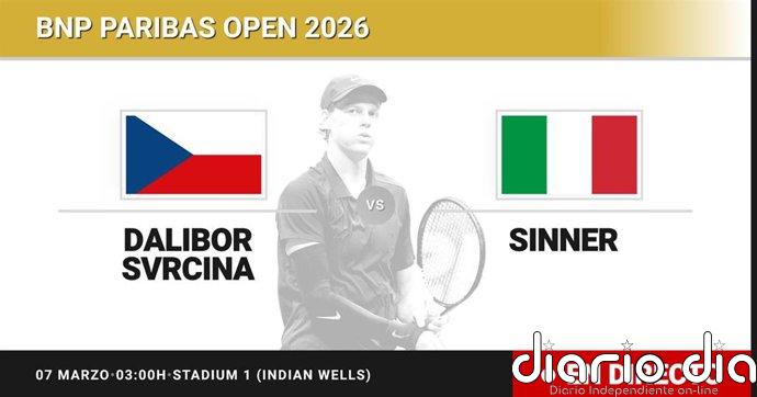 Dalibor Svrcina - Jannik Sinner, en directo hoy: sigue el partido de BNP Paribas Open