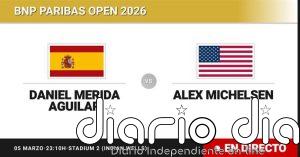 Daniel Merida Aguilar - Alex Michelsen, en directo hoy: sigue el partido de BNP Paribas Open