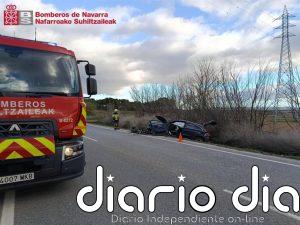 Dos heridos en una colisión frontal entre dos vehículos en Tudela