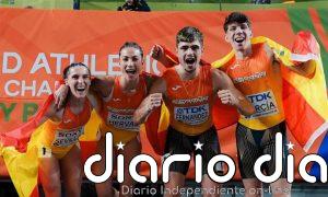 El cuarteto del relevo 4x400 mixto celebra el "orgullo" y la "increíble" plata mundial