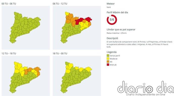 El temporal de viento y nieve en Catalunya provoca cerca de un millar de incidencias hasta el mediodía