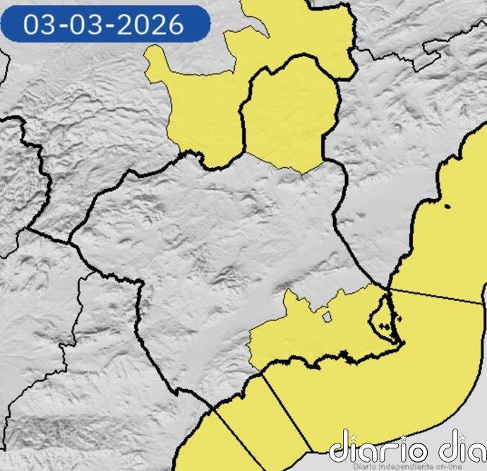 El viento y los fenómenos costeros ponen este martes en alerta amarilla a la Región de Murcia