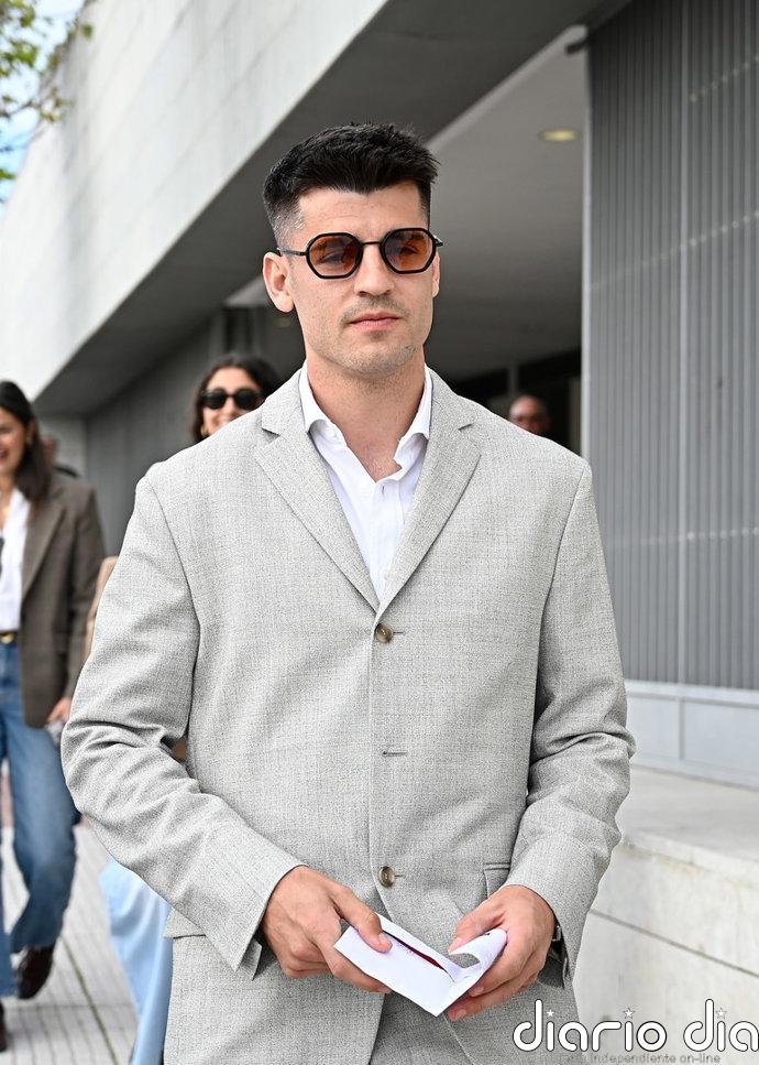 Elevar un look con solo un accesorio: Álvaro Morata acaba con la sobriedad de su traje sin perder el toque deportivo