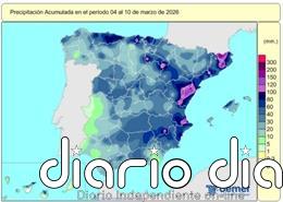 España registra 503 l/m2 de lluvias acumuladas desde el 1 de octubre, un 39% más de lo habitual