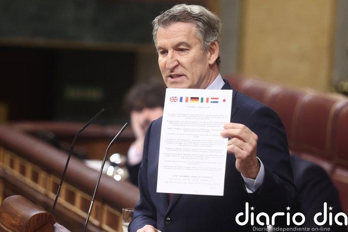 Feijóo llama a Sánchez "trilero" y "pacifista de pacotilla": Usa la guerra de Irán para "ocultar su proyecto agonizante"