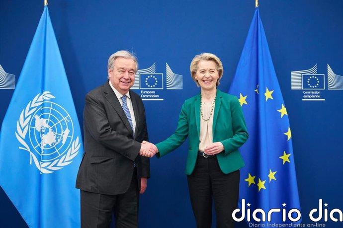 Guterres pone en valor el multilateralismo en encuentros con Costa y Von der Leyen antes de la cumbre de la UE