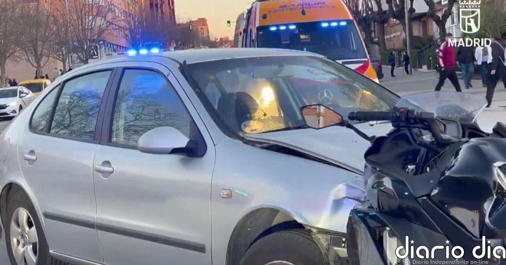Herido grave un motorista tras chocar frontalmente con un coche en Madrid