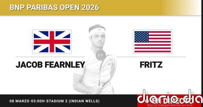 Jacob Fearnley - Taylor Fritz, en directo hoy: sigue el partido de BNP Paribas Open