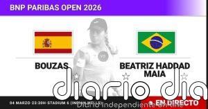 Jessica Bouzas Maneiro - Beatriz Haddad Maia, en directo hoy: sigue el partido de BNP Paribas Open