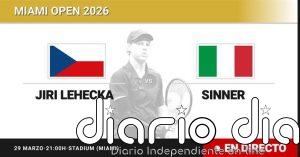 Jiri Lehecka - Jannik Sinner, en directo hoy: sigue el partido de Miami Open