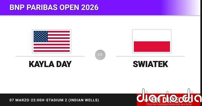 Kayla Day - Iga Swiatek, en directo hoy: sigue el partido de BNP Paribas Open