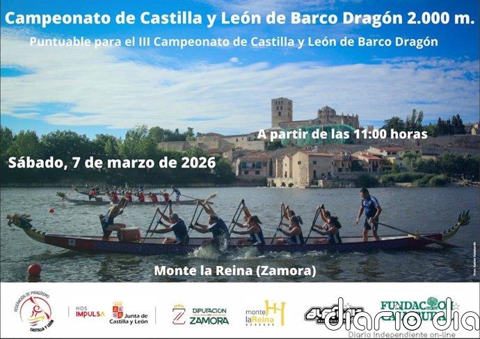 La balsa de Monte la Reina acoge este sábado el III Campeonato de CyL de Barco Dragón con una veintena de embarcaciones