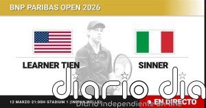 Learner Tien - Jannik Sinner, en directo hoy: sigue el partido de BNP Paribas Open