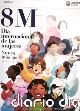 Logroño identifica en un estudio los 'puntos no seguros' de la ciudad para las mujeres, aunque es Cartel de la conmemoración del 8M de este año del Ayuntamiento de Logroño