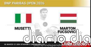 Lorenzo Musetti - Marton Fucsovics, en directo hoy: sigue el partido de BNP Paribas Open