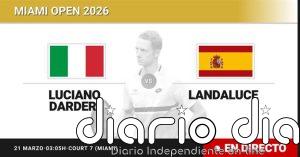Luciano Darderi - Martin Landaluce, en directo hoy: sigue el partido de Miami Open