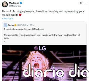Madonna responde al Celta y dice que guarda la camiseta: "¡Llevo a vuestro equipo en espíritu!"