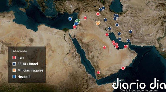 Mapa de la guerra entre Irán, Israel y EEUU: dónde han ocurrido los principales ataques desde el 28 de febrero