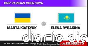 Marta Kostyuk - Elena Rybakina, en directo hoy: sigue el partido de BNP Paribas Open