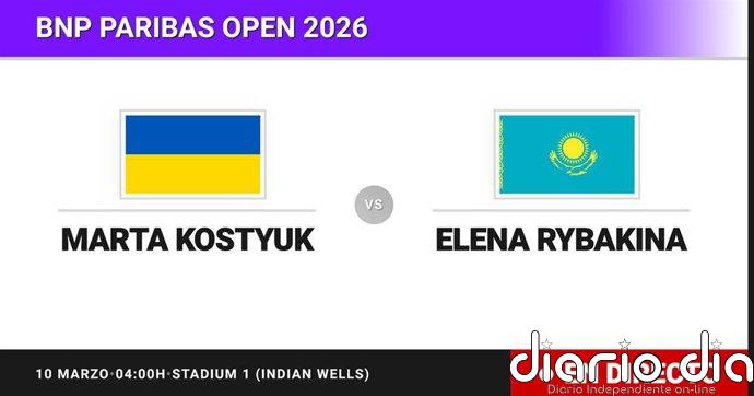 Marta Kostyuk - Elena Rybakina, en directo hoy: sigue el partido de BNP Paribas Open