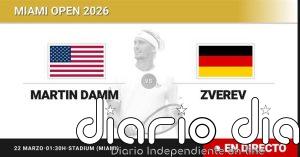 Martin Damm - Alexander Zverev, en directo hoy: sigue el partido de Miami Open