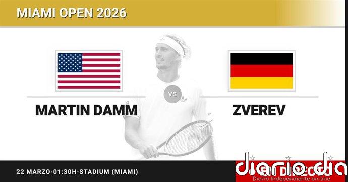 Martin Damm - Alexander Zverev, en directo hoy: sigue el partido de Miami Open