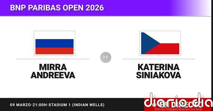Mirra Andreeva - Katerina Siniakova, en directo hoy: sigue el partido de BNP Paribas Open