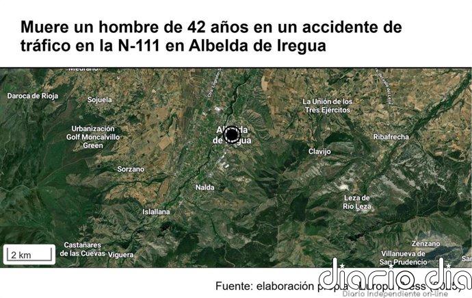 Muere un hombre de 42 años en un accidente de tráfico en la N-111 en Albelda de Iregua