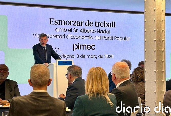 Nadal (PP) afirma ante Pimec que la propuesta de financiación de Gobierno y ERC no es "razonable"