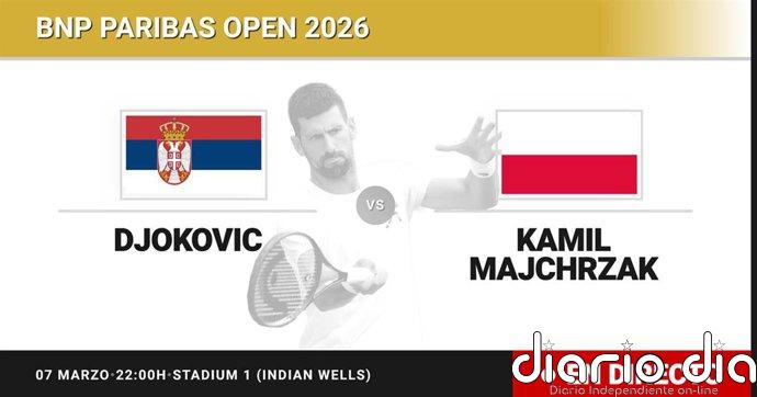 Novak Djokovic - Kamil Majchrzak, en directo hoy: sigue el partido de BNP Paribas Open