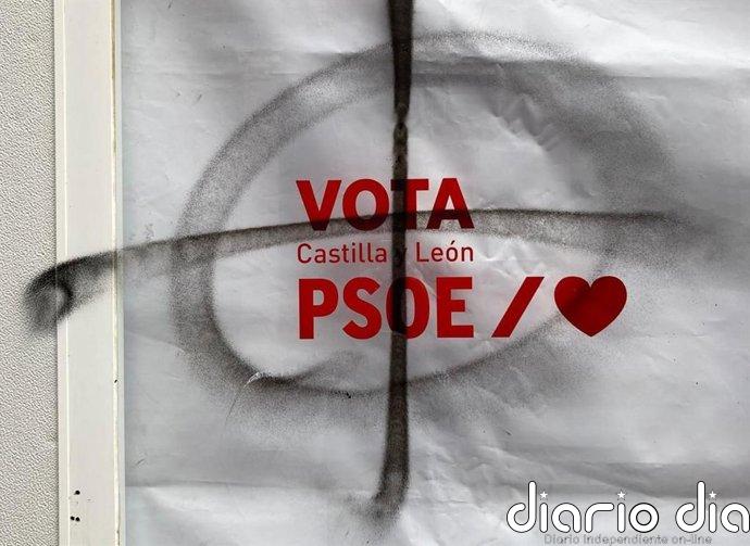 Realizan pintadas fascistas y destrozos en la caseta de campaña del PSOE en Valladolid, que denunciará los hechos