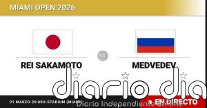 Rei Sakamoto - Daniil Medvedev, en directo hoy: sigue el partido de Miami Open