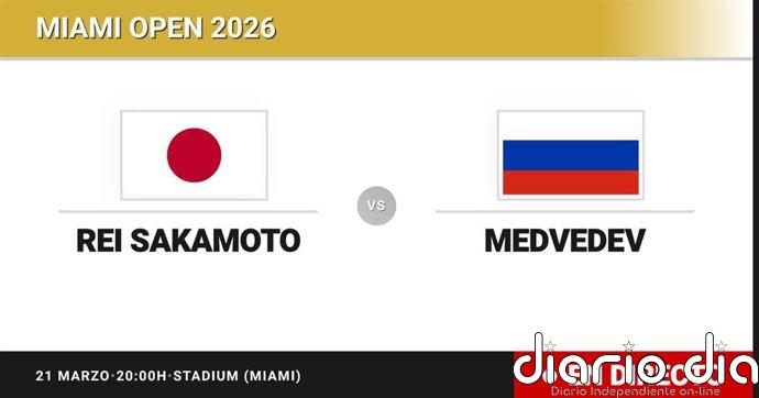 Rei Sakamoto - Daniil Medvedev, en directo hoy: sigue el partido de Miami Open