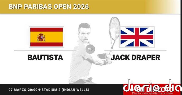 Roberto Bautista Agut - Jack Draper, en directo hoy: sigue el partido de BNP Paribas Open