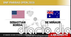 Sebastian Korda - Alex de Minaur, en directo hoy: sigue el partido de BNP Paribas Open