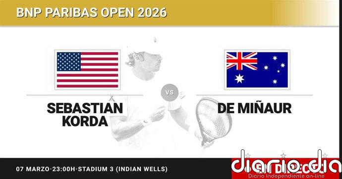 Sebastian Korda - Alex de Minaur, en directo hoy: sigue el partido de BNP Paribas Open