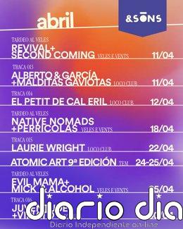 &Sons impulsa el festival Atomic Art y una agenda de conciertos que recorre abril en València Cartel conciertos &Sons