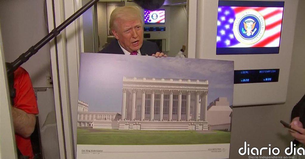 Trump muestra orgulloso nuevas imágenes del faraónico salón de baile de la Casa Blanca