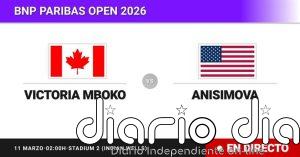 Victoria Mboko - Amanda Anisimova, en directo hoy: sigue el partido de BNP Paribas Open