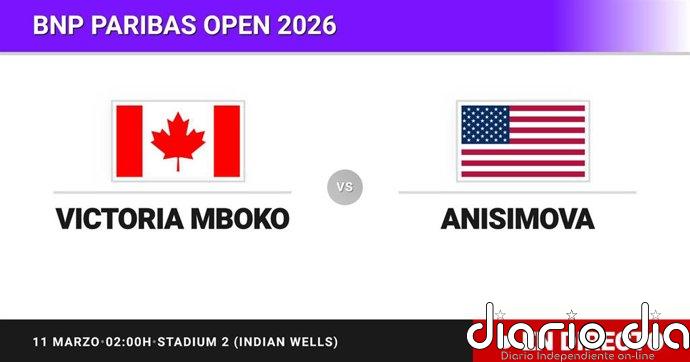 Victoria Mboko - Amanda Anisimova, en directo hoy: sigue el partido de BNP Paribas Open