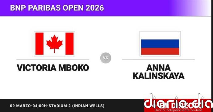 Victoria Mboko - Anna Kalinskaya, en directo hoy: sigue el partido de BNP Paribas Open